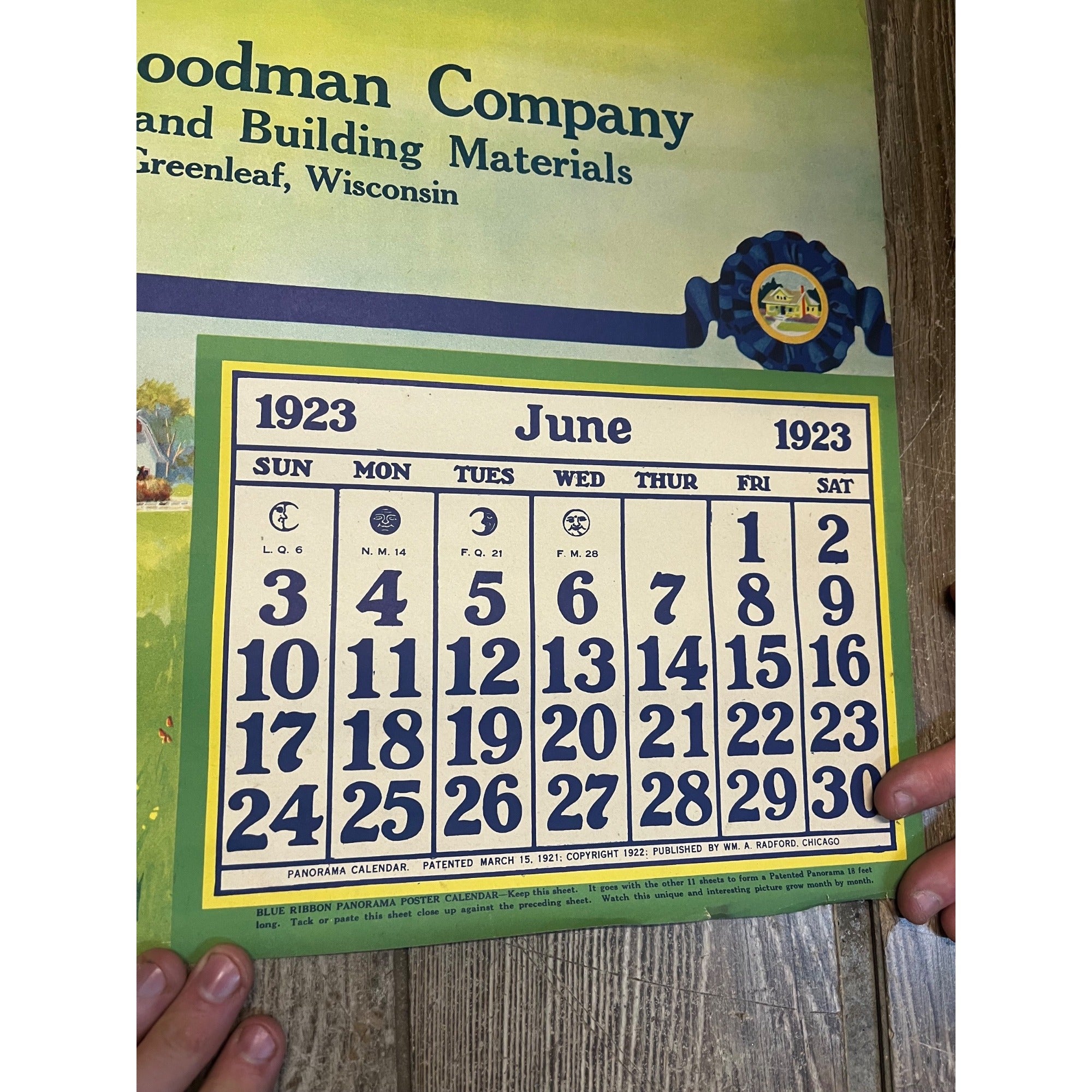 1920s Advertising Calendar Poster Fuller Goodman Farm Barn Dairy Scene