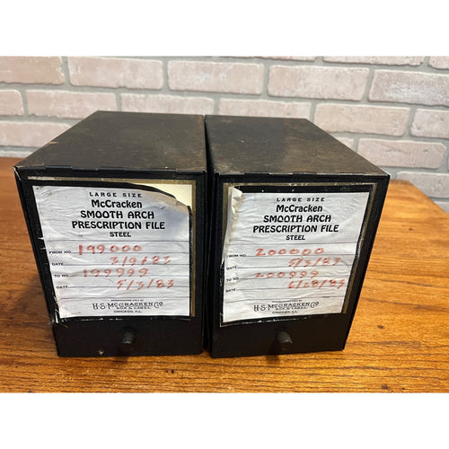 Vintage Pair 70s Pharmacy Prescription File Box McCracken Lg Size Apothecary Decor