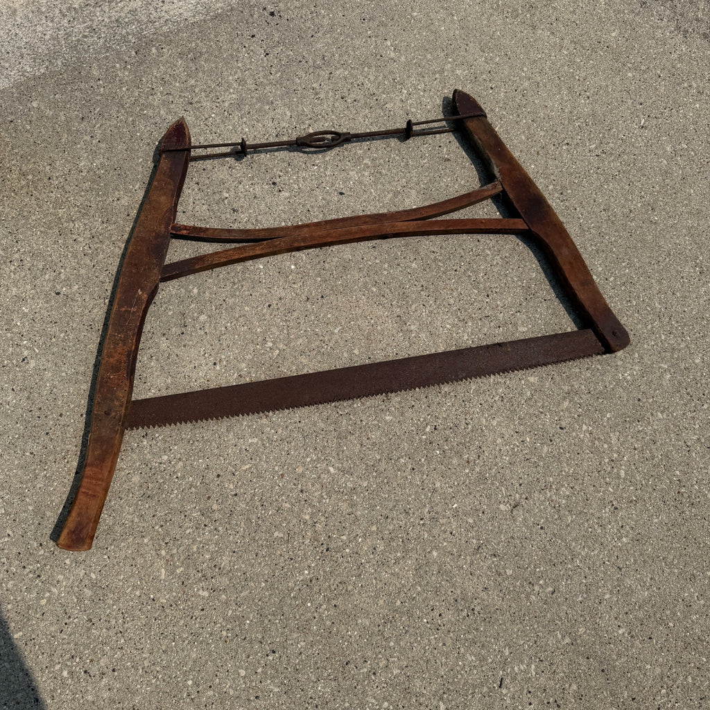 Antique Vintage Cross Cut Wood Buck Saw Bow Saw Tool Wooden Logging