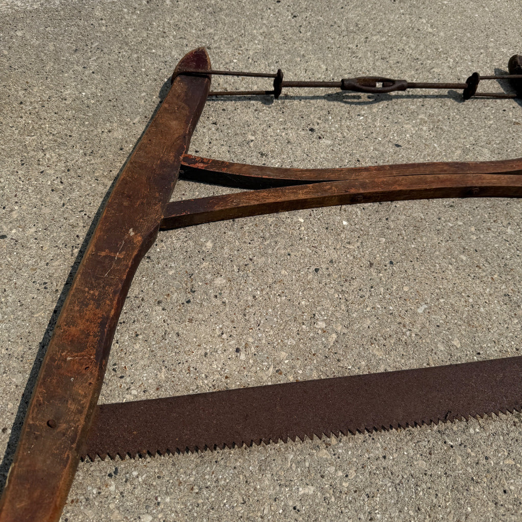 Antique Vintage Cross Cut Wood Buck Saw Bow Saw Tool Wooden Logging
