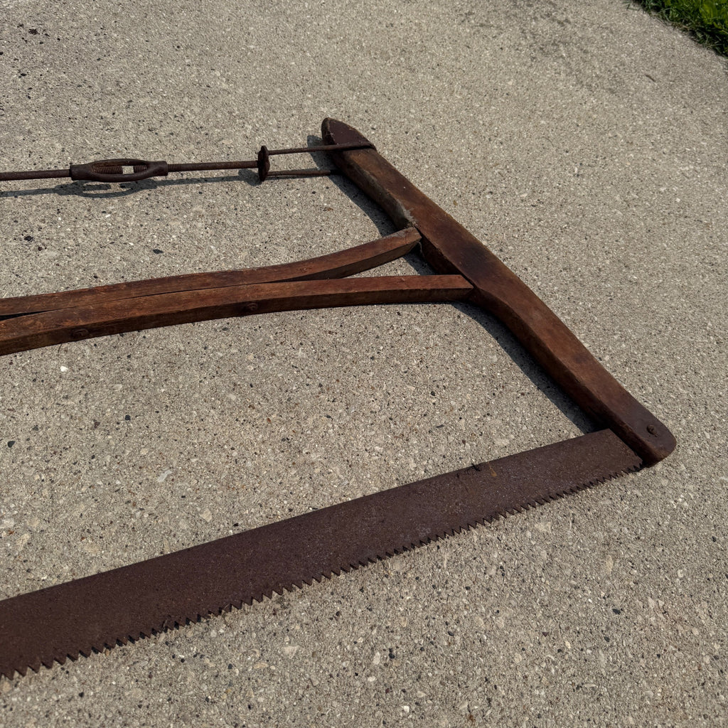Antique Vintage Cross Cut Wood Buck Saw Bow Saw Tool Wooden Logging