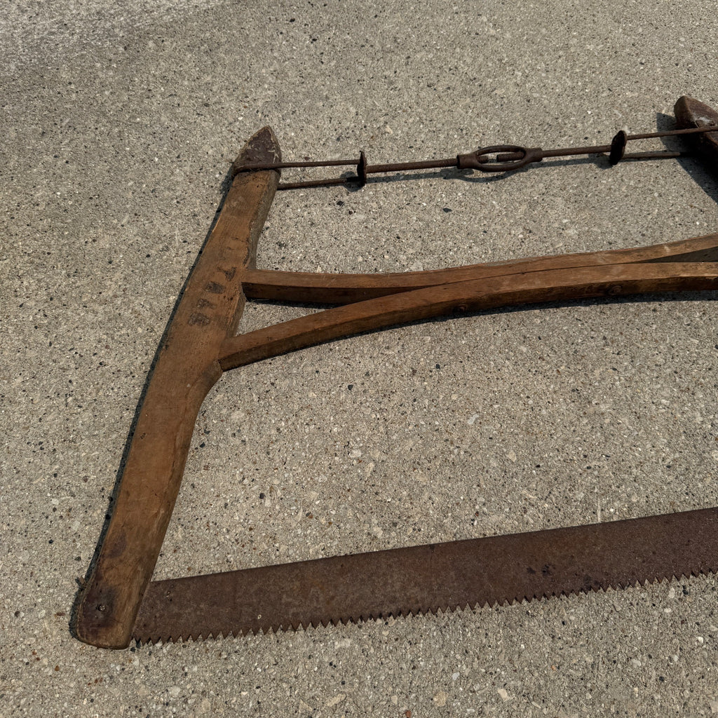 Antique Vintage Cross Cut Wood Buck Saw Bow Saw Tool Wooden Logging