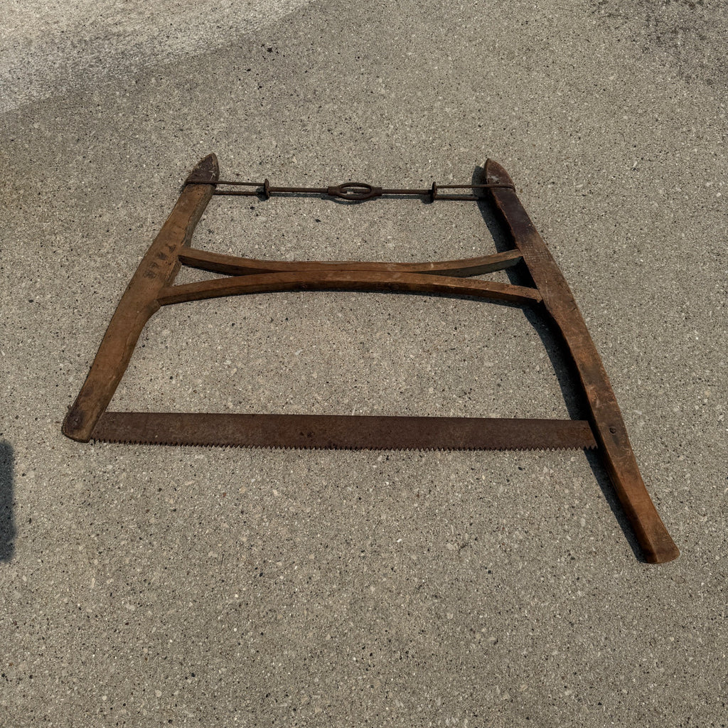 Antique Vintage Cross Cut Wood Buck Saw Bow Saw Tool Wooden Logging
