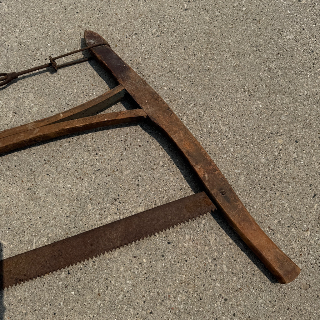 Antique Vintage Cross Cut Wood Buck Saw Bow Saw Tool Wooden Logging