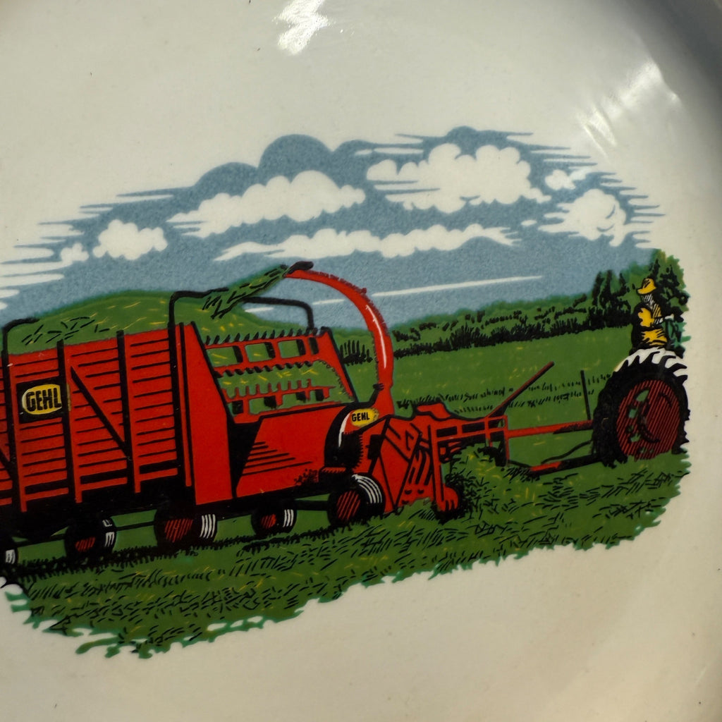 Vintage Gehl Farm Machinery Advertising Ceramic Ashtray Dish West Bend Wisconsin
