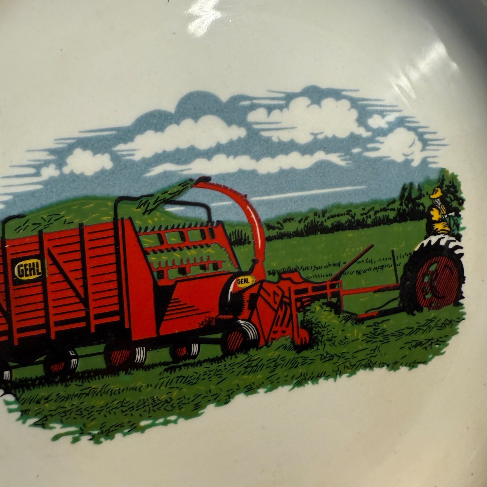 Vintage Gehl Farm Machinery Advertising Ceramic Ashtray Dish West Bend Wisconsin