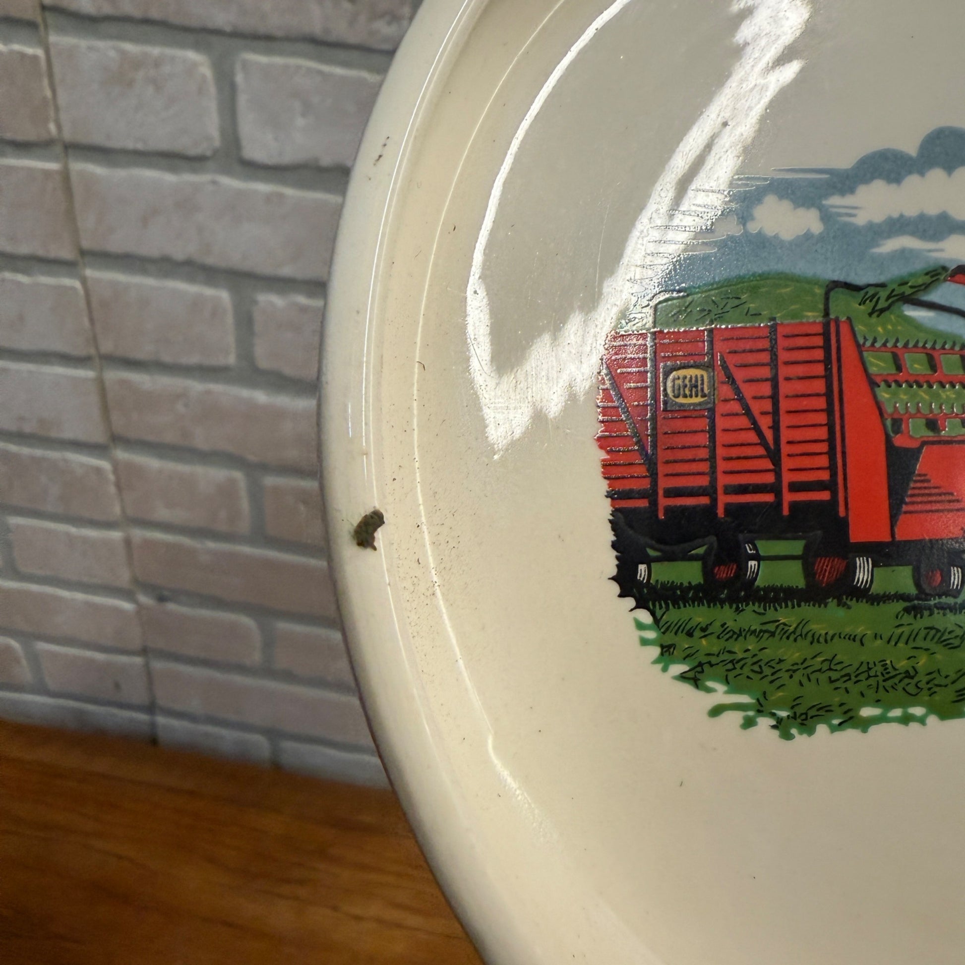 Vintage Gehl Farm Machinery Advertising Ceramic Ashtray Dish West Bend Wisconsin