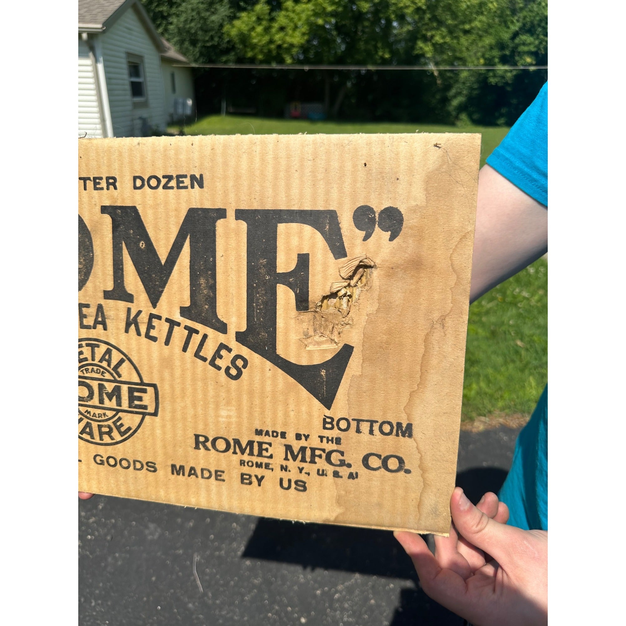 Antique 1920s Rome Copper Tea Kettles Advertising Kitchen Sign Cardboard