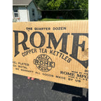 Antique 1920s Rome Copper Tea Kettles Advertising Kitchen Sign Cardboard