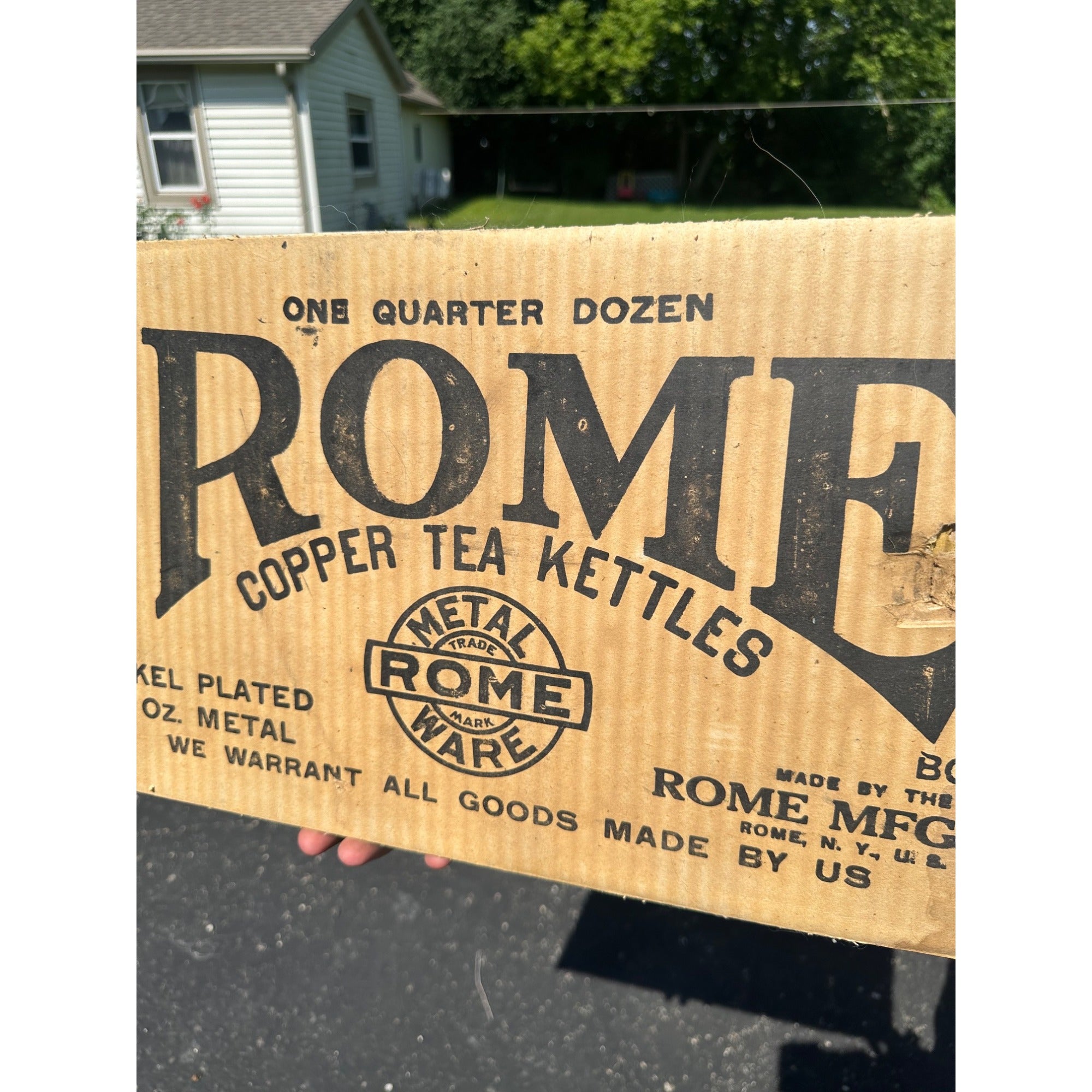 Antique 1920s Rome Copper Tea Kettles Advertising Kitchen Sign Cardboard