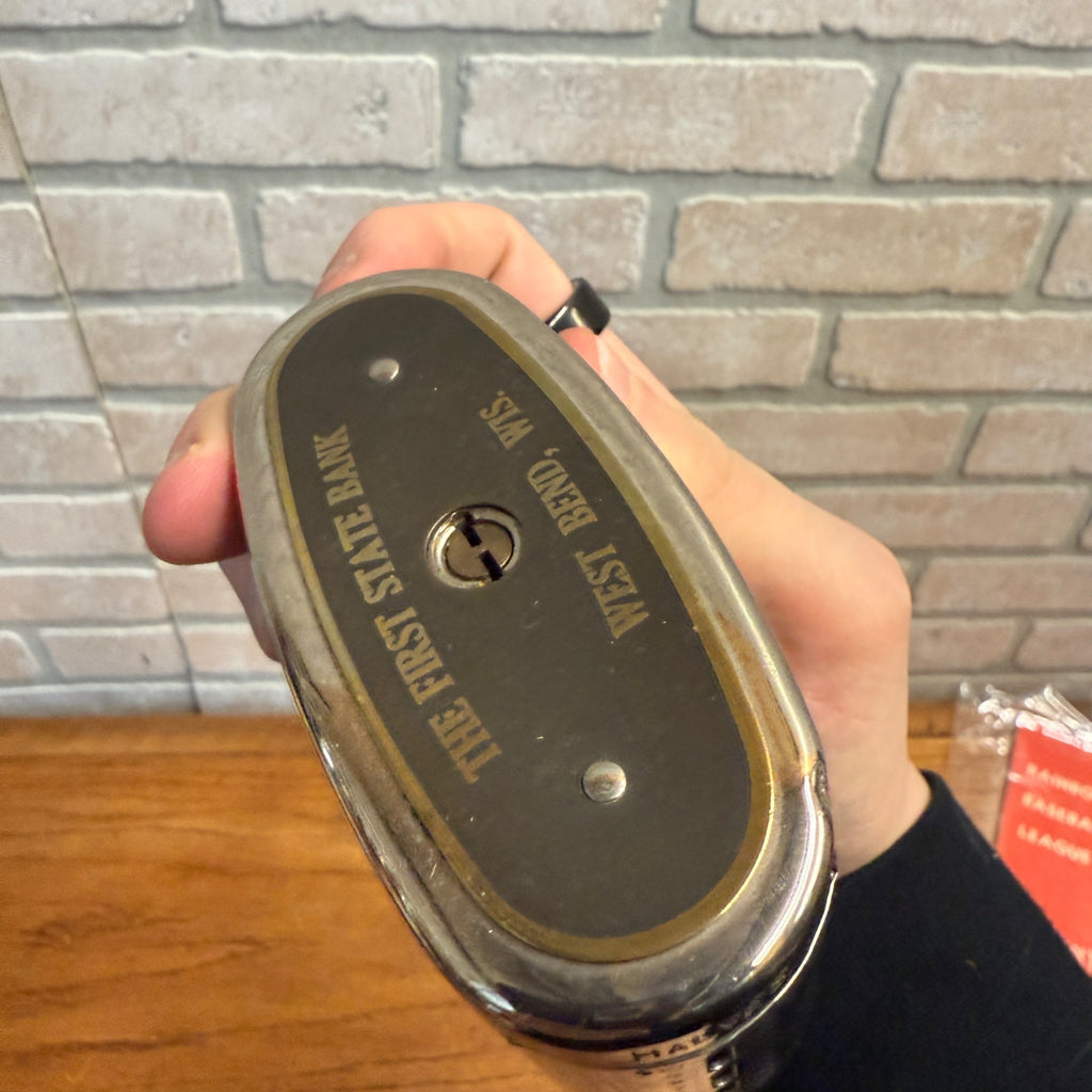 Vintage First National Bank West Bend Wisconsin Metal Coin Bank - No Key