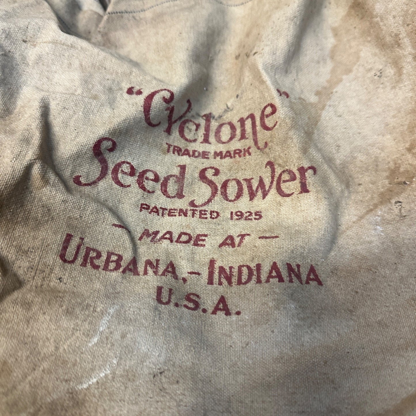 Vintage Cyclone Seed Sower Seeder Co Urbana Indiana Hand Crank Works Antique USA