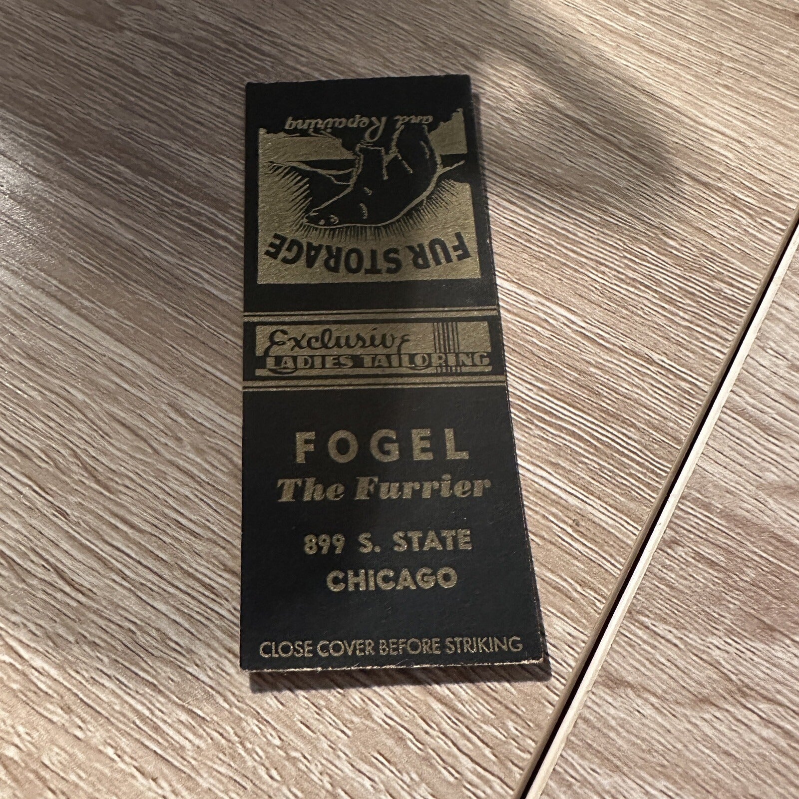 1940s Vintage Fogel the Furrier Chicago Advertising Matchbook