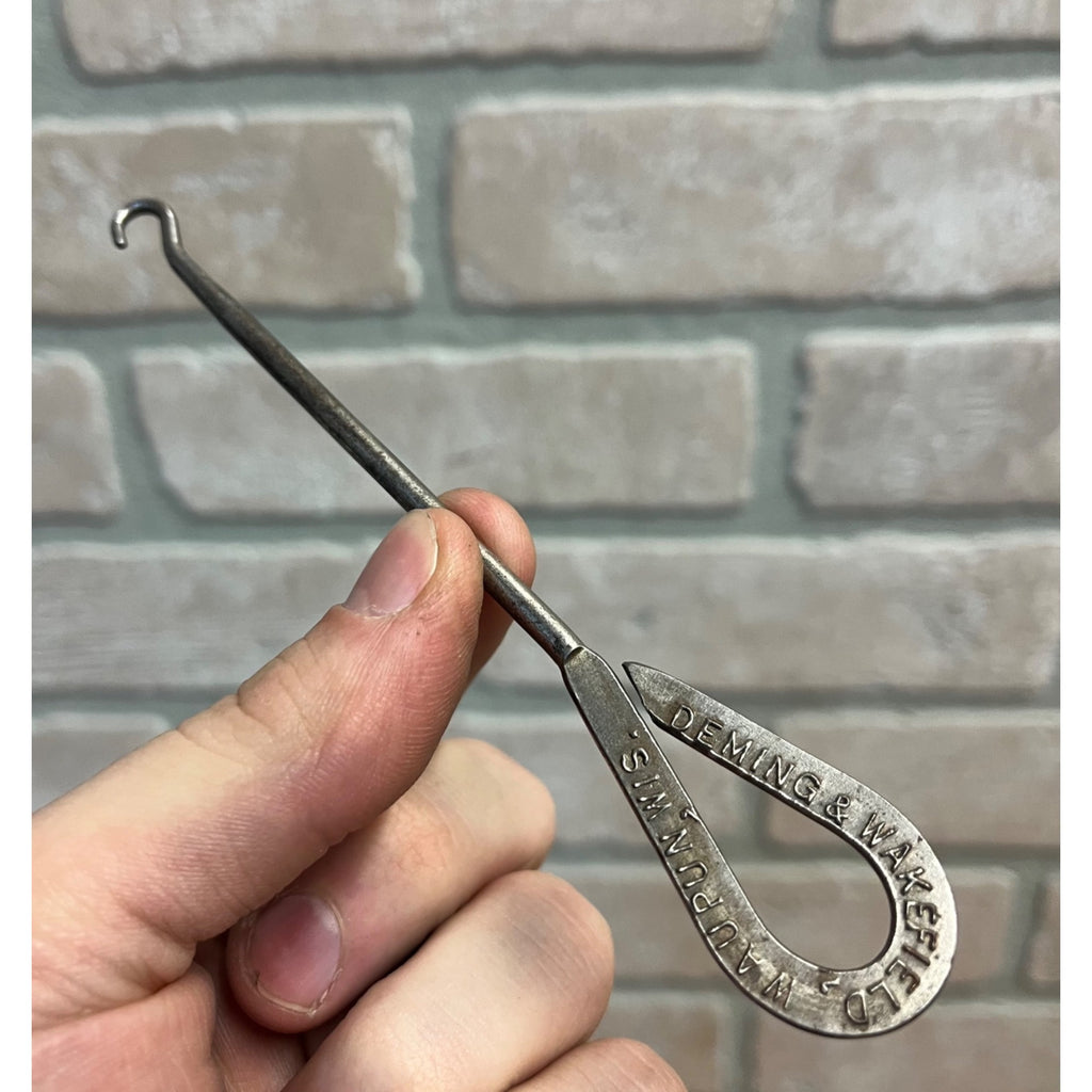 Antique c1890s Deming & Wakefield Shoe Boot Store Waupun Wisconsin Button Hook