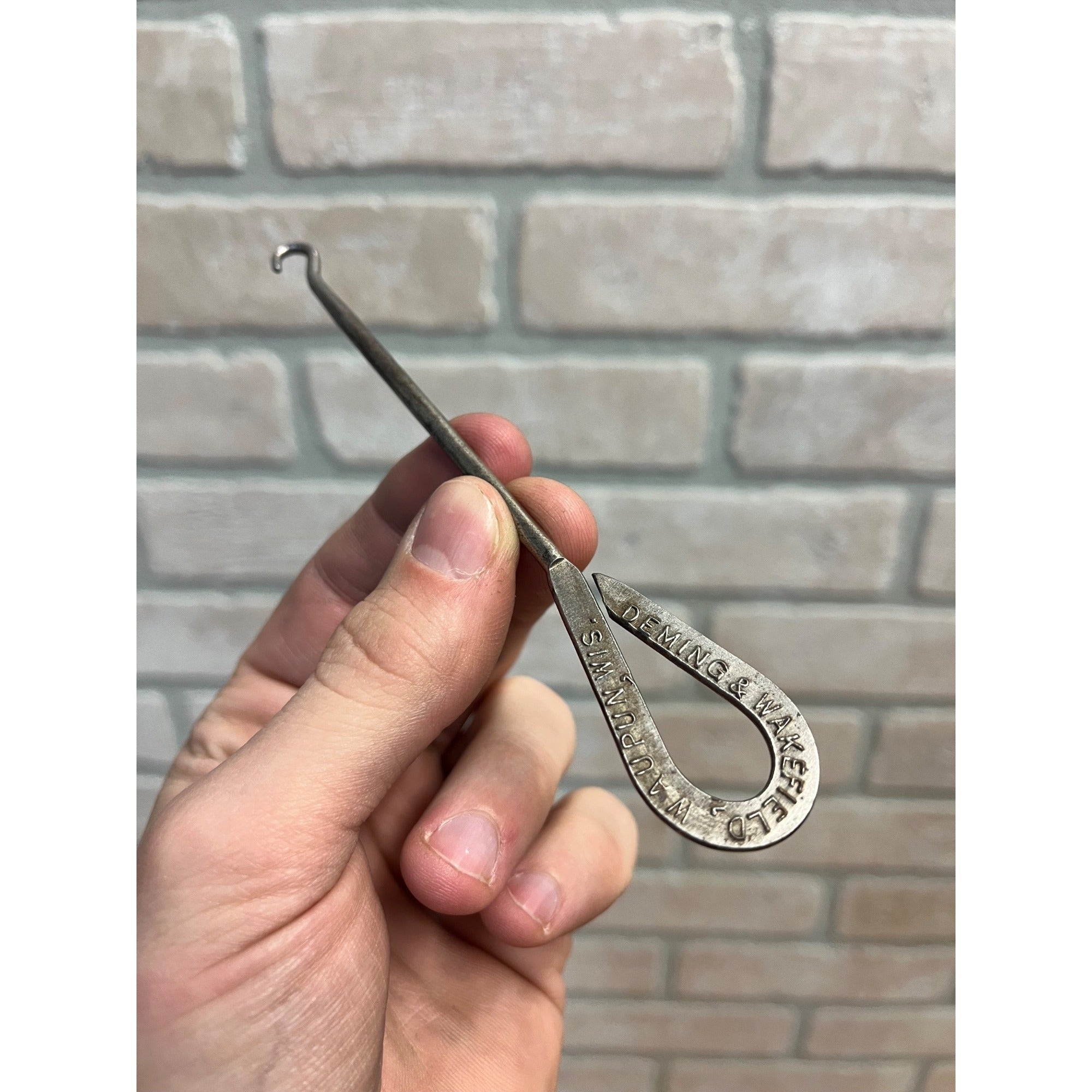 Antique c1890s Deming & Wakefield Shoe Boot Store Waupun Wisconsin Button Hook