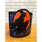 RARE Vintage Halloween 1930s Beistle 2 Sided Lantern Witch Black Cat Blue SCARCE