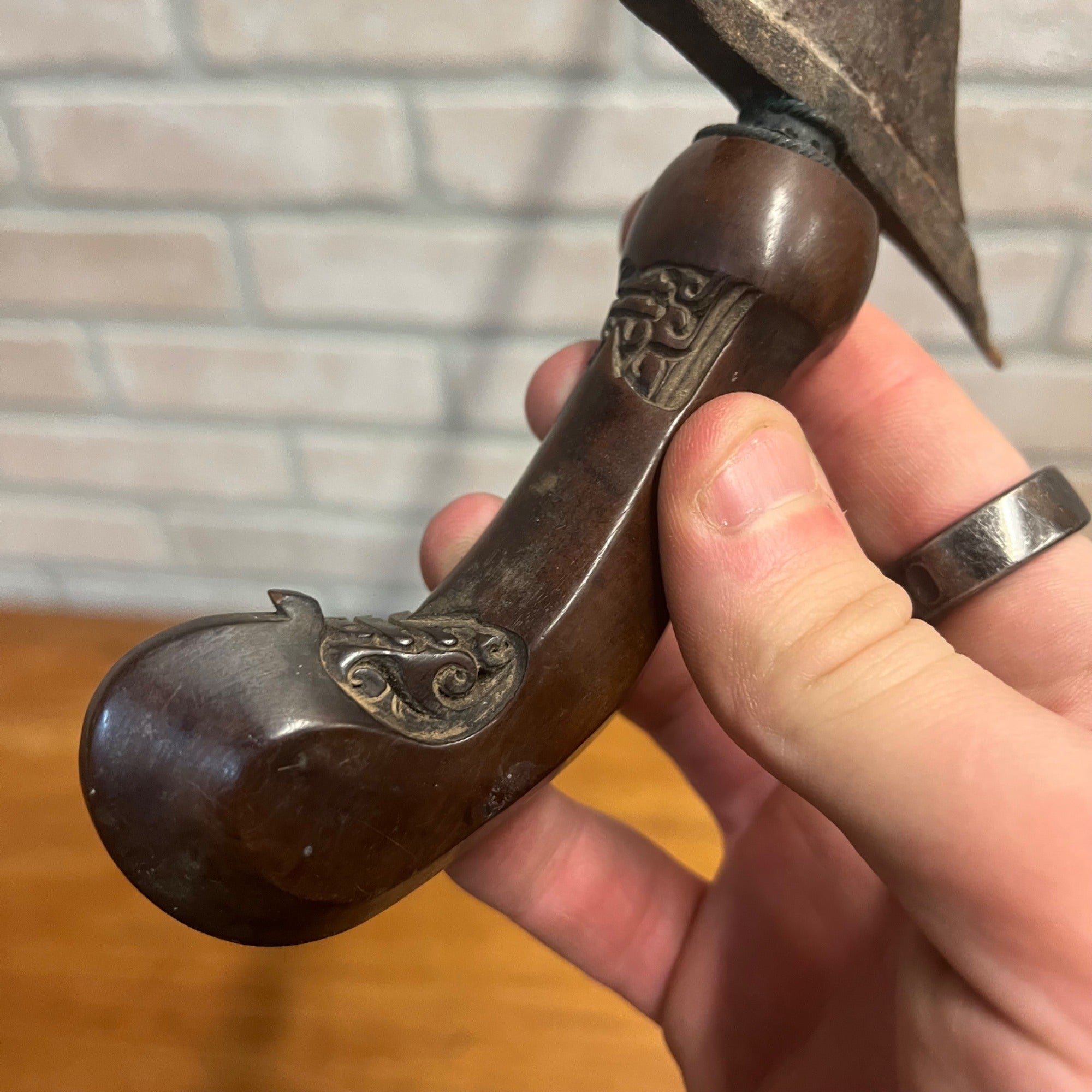 Antique Indonesian Javanese Kris Dagger Serpentine Blade Hand Carved Sheath 19"