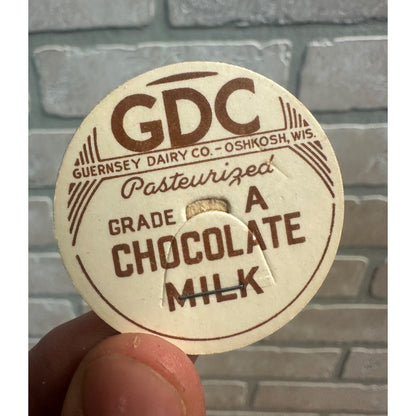 Milk Bottle Cap - Guernsey Dairy Co GDC - Oshkosh, (Wisconsin) Wis WI - Chocolate