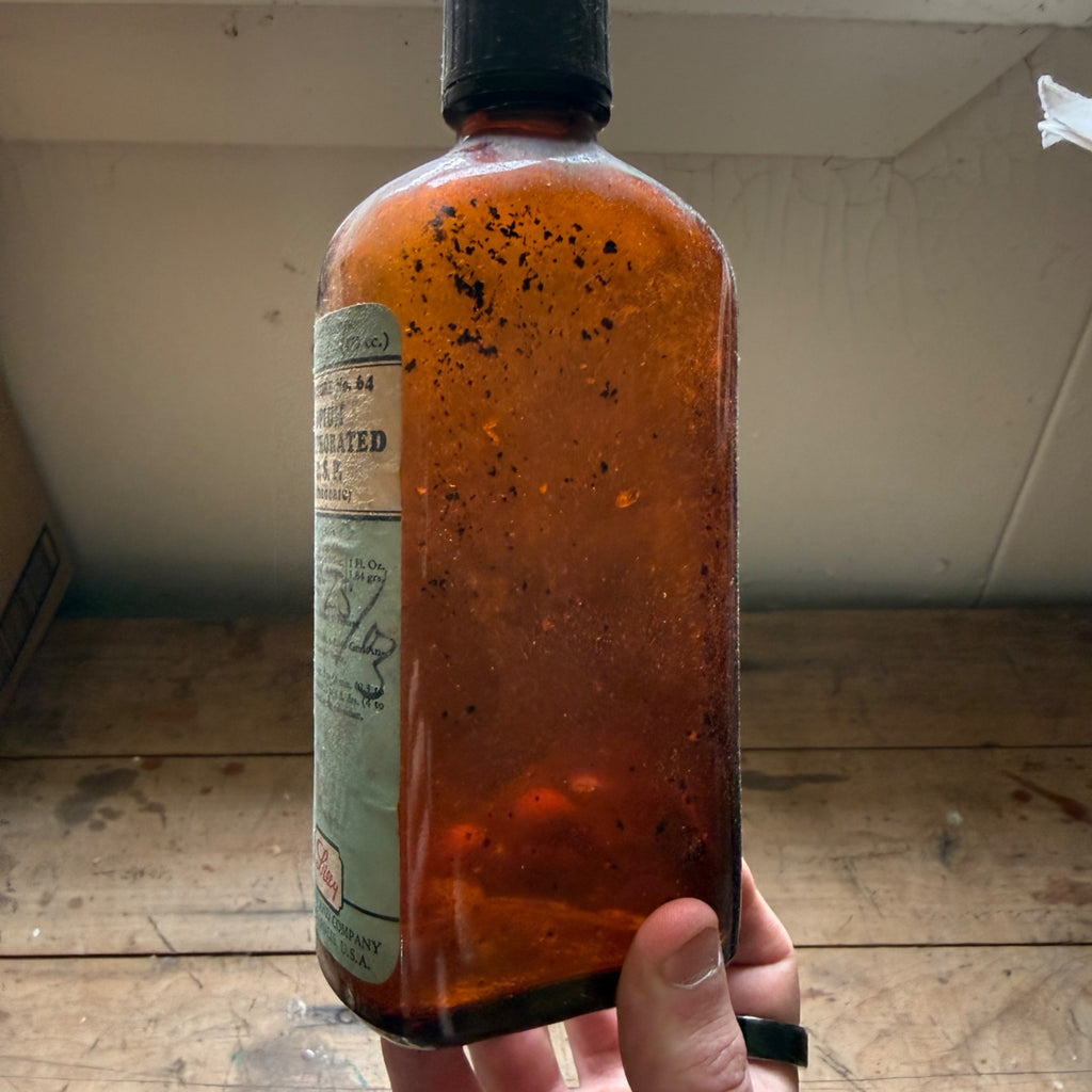 Vintage Eli Lilly Opium Camphorated Paregoric Medicine Bottle EMPTY Amber