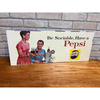 Vintage 1950s Pepsi Cola Paper Advertising Sign "Be Sociable" 28" x 11"