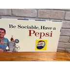 Vintage 1950s Pepsi Cola Paper Advertising Sign "Be Sociable" 28" x 11"
