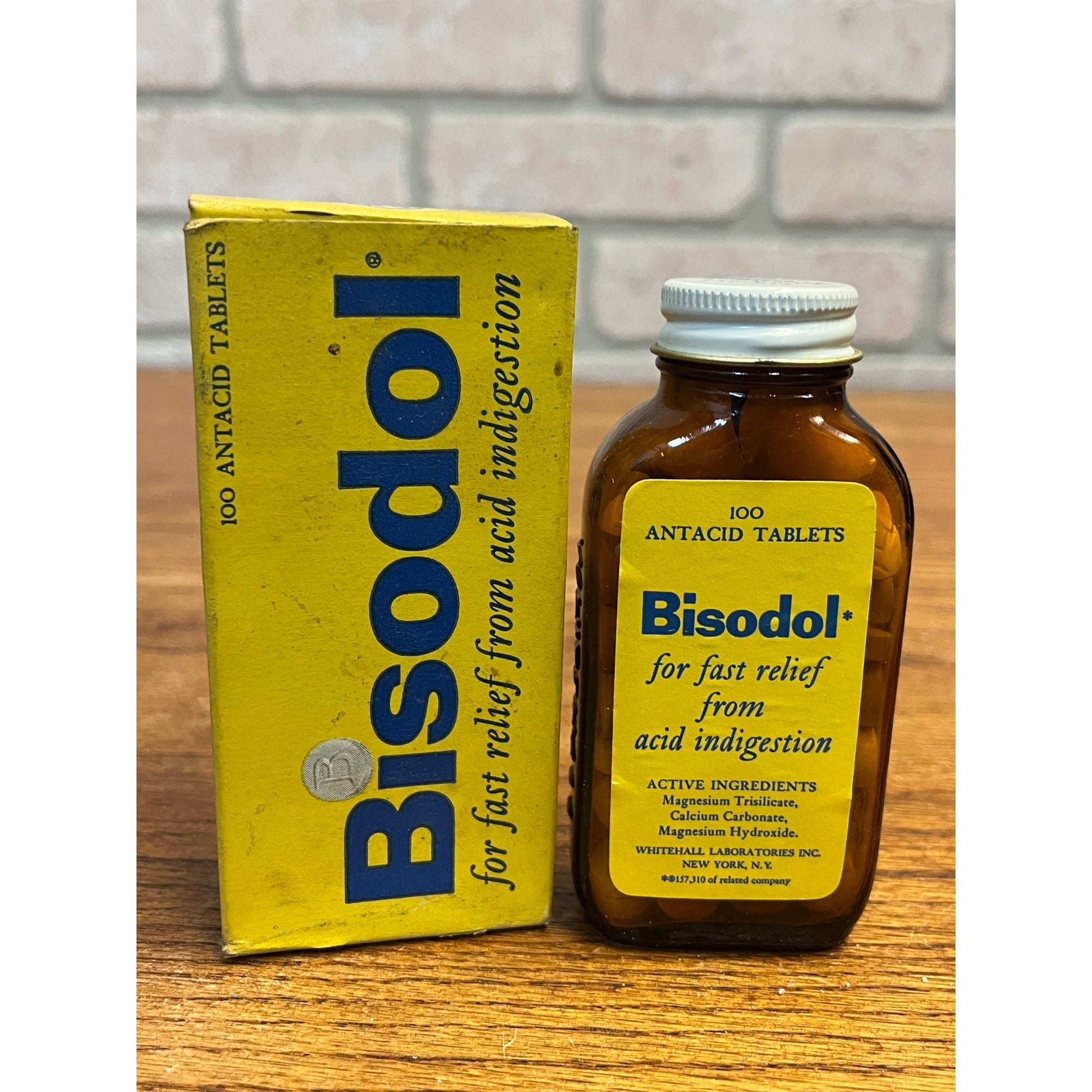 Vtg Full Box Bisodol Stomach 100 Antacid Tablets Pharmacy NOS Drug Store