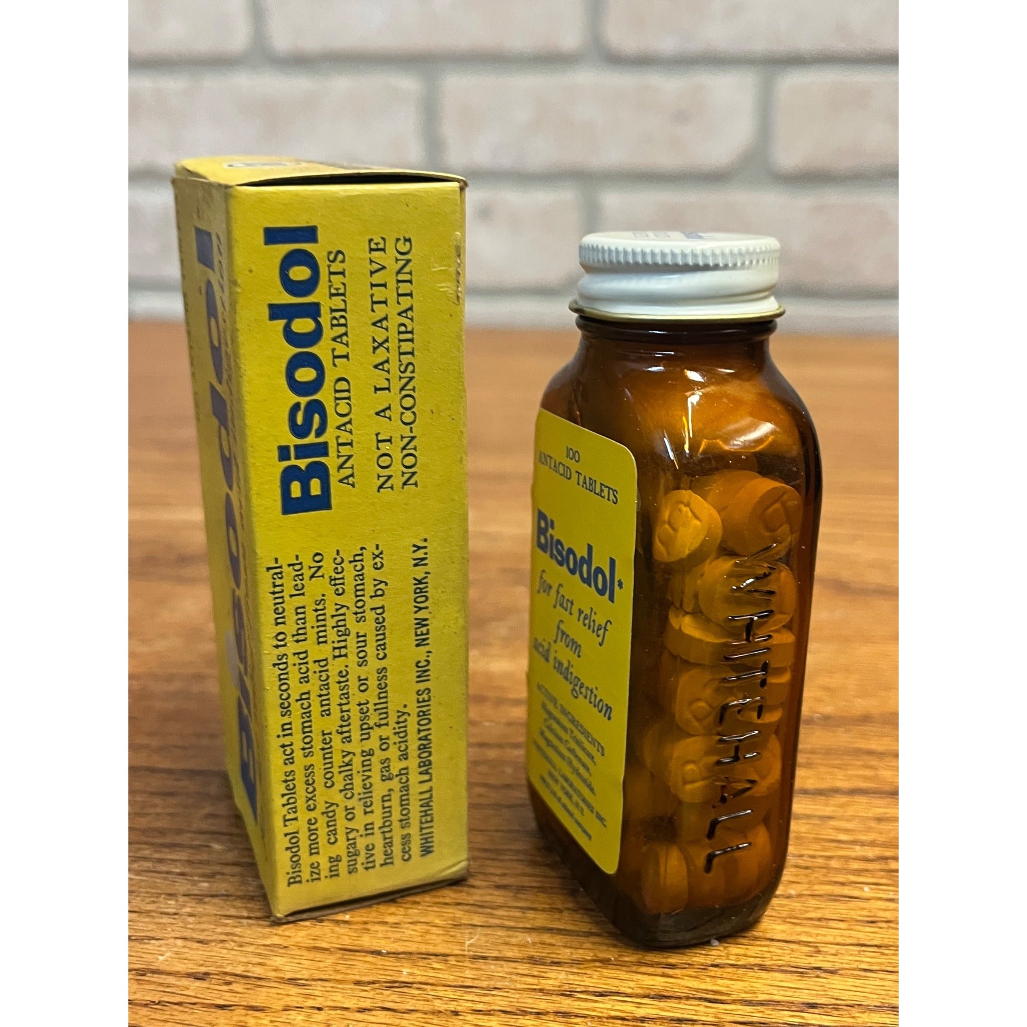 Vtg Full Box Bisodol Stomach 100 Antacid Tablets Pharmacy NOS Drug Store