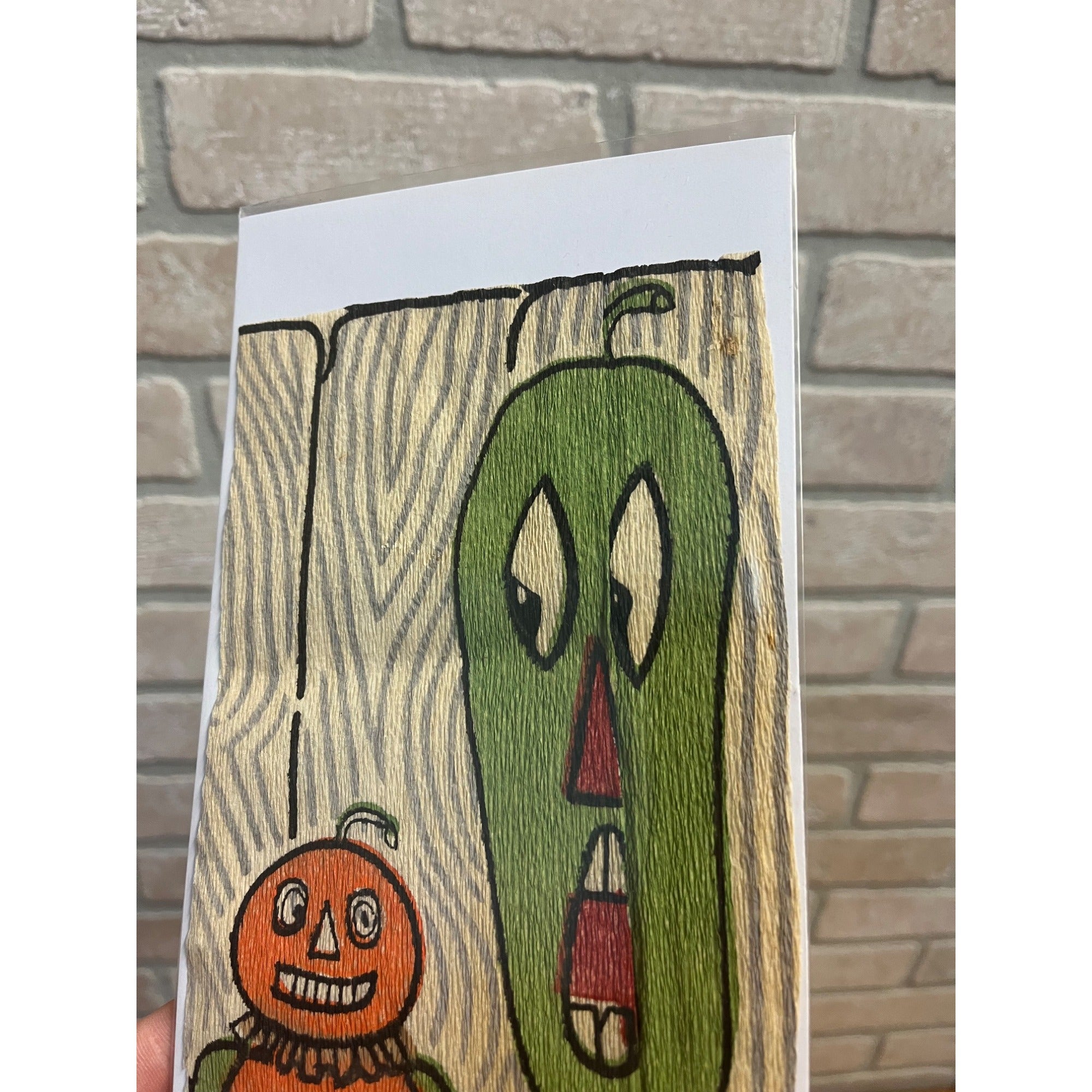 Antique Vintage Halloween Crepe Paper Panel Pumpkinman Veggie JOL