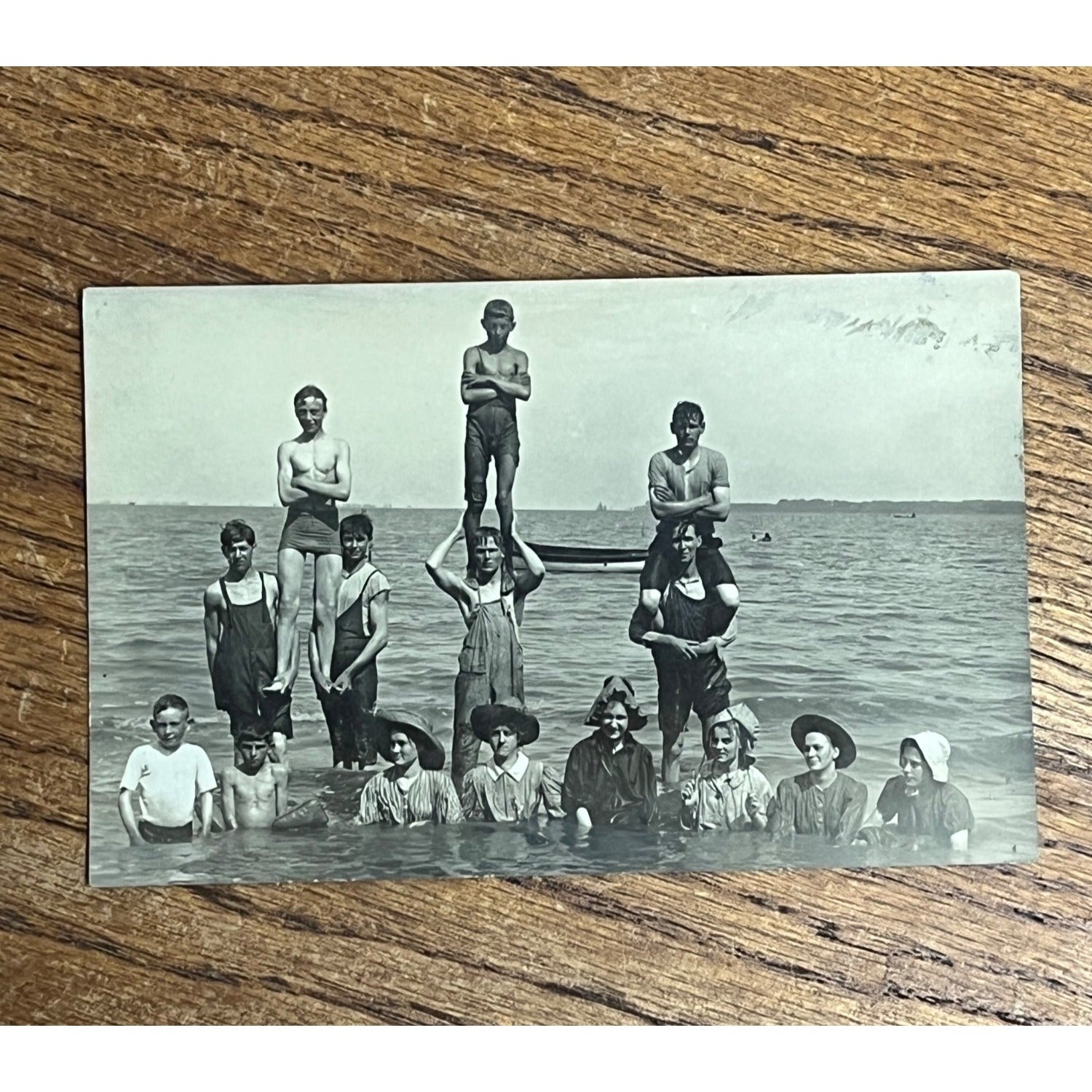 Vintage 1900s RPPC Men & Women in Early Bathing Swim Suits Real Photo Postcard