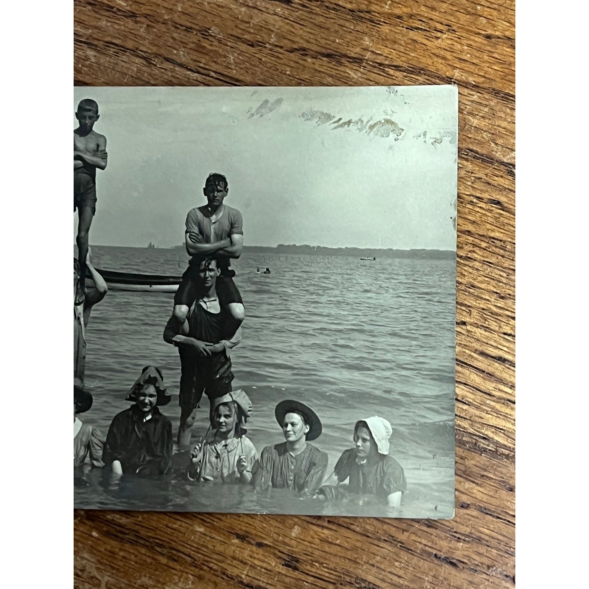 Vintage 1900s RPPC Men & Women in Early Bathing Swim Suits Real Photo Postcard