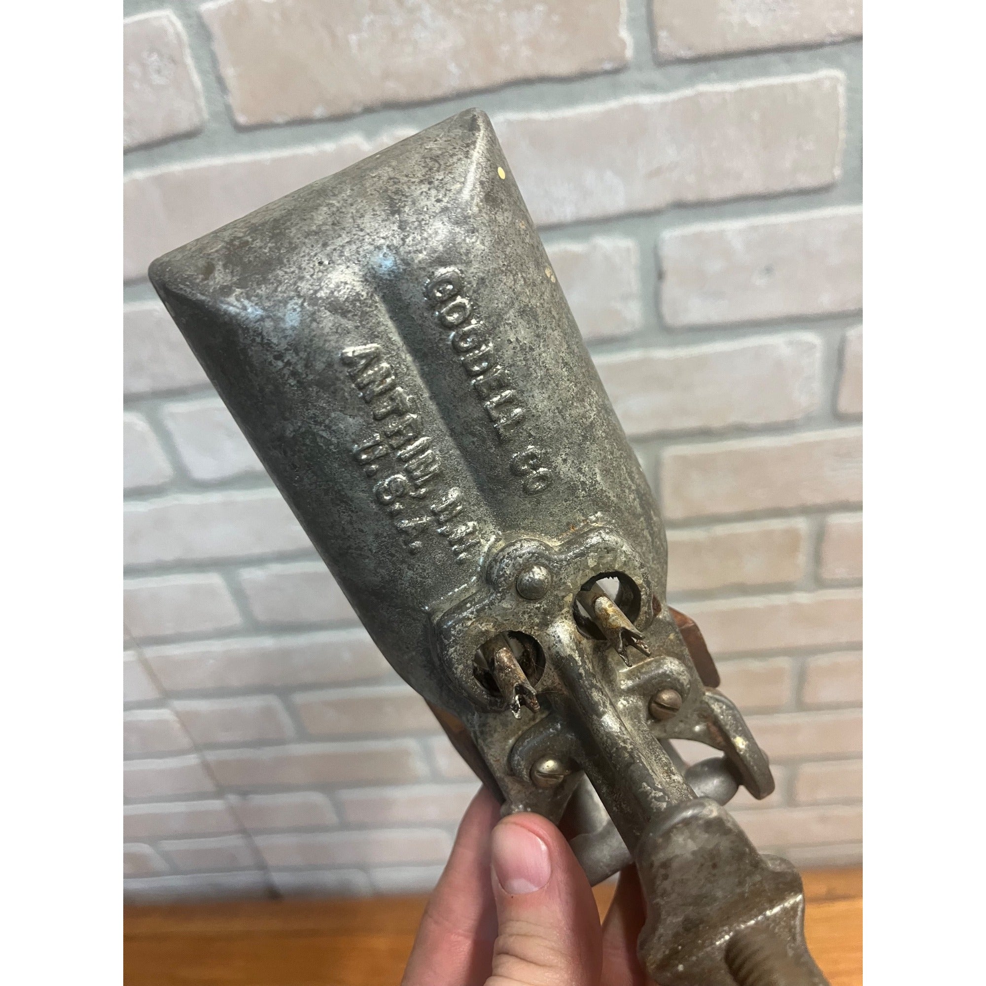 Antique Goodell Antrim Cast Iron Double Prong Cherry Pitter Tabletop Mount Tool