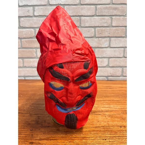 Vintage 1940s Halloween Painted Gauze Mesh Devil Mask Pointed Hood