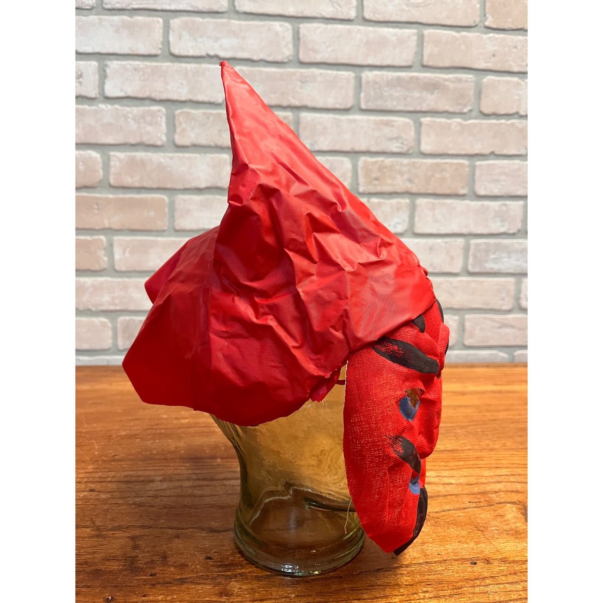 Vintage 1940s Halloween Painted Gauze Mesh Devil Mask Pointed Hood