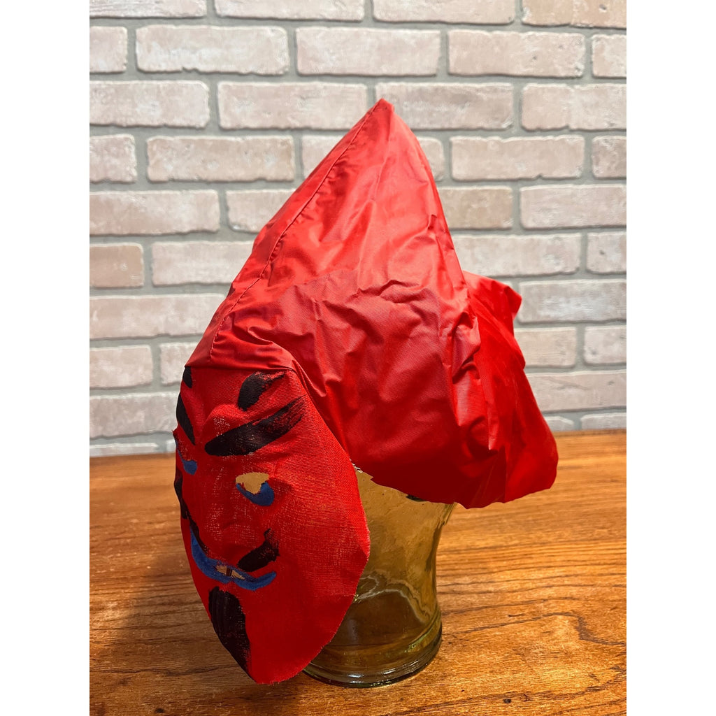 Vintage 1940s Halloween Painted Gauze Mesh Devil Mask Pointed Hood