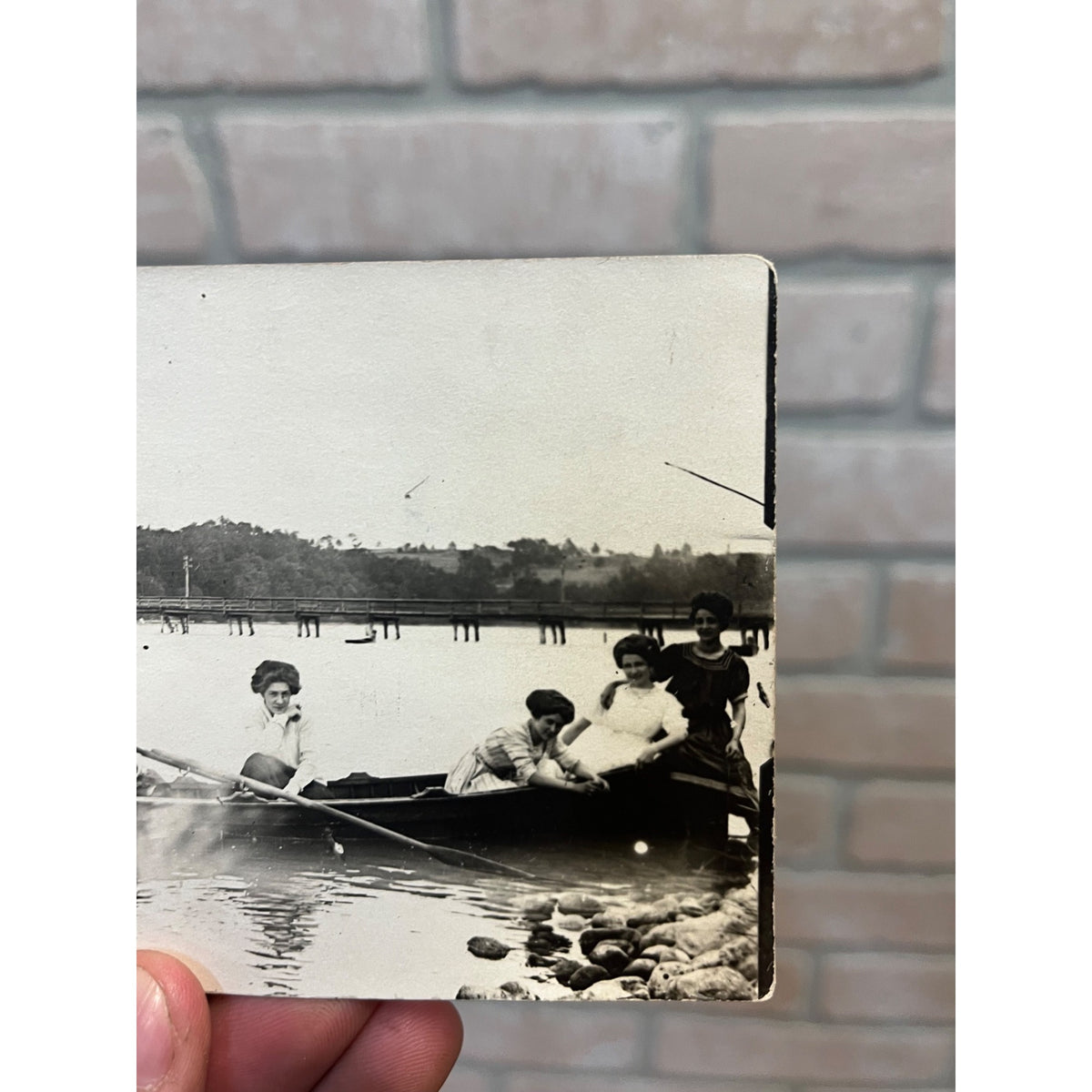 Postcard RPPC Sheboygan Wisconsin Wis WI Boating on Crystal Lake Park ID'd