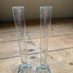 Vintage MCM Controlled Bubble Glass Clear Bud Vase Pair Black Holmegaard Danish