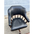 Poker Game Table w/ Four Black Leather Chairs Frontgate Burbank Brand