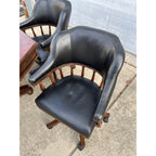 Poker Game Table w/ Four Black Leather Chairs Frontgate Burbank Brand