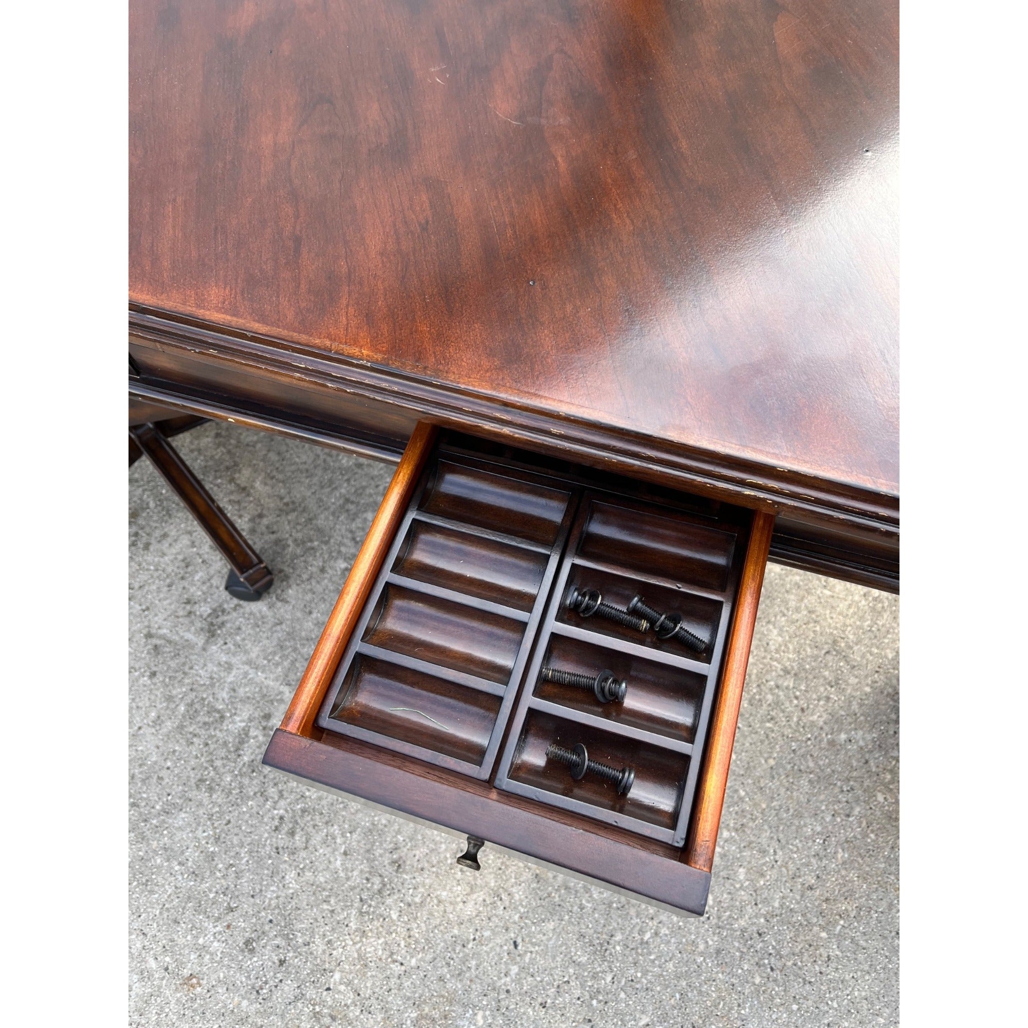 Poker Game Table w/ Four Black Leather Chairs Frontgate Burbank Brand