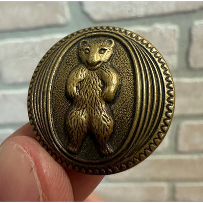 Original 1904 Theodore Roosevelt Teddy Bear Campaign Button Brass 1" Large