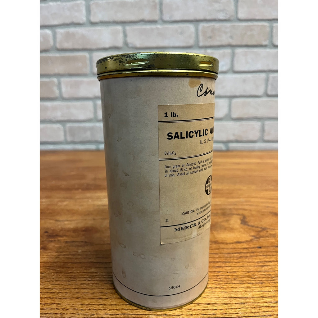 Vintage Merck & Co. U.S.P. Powder 1lb Drug Pharmacy Empty Can Medicine