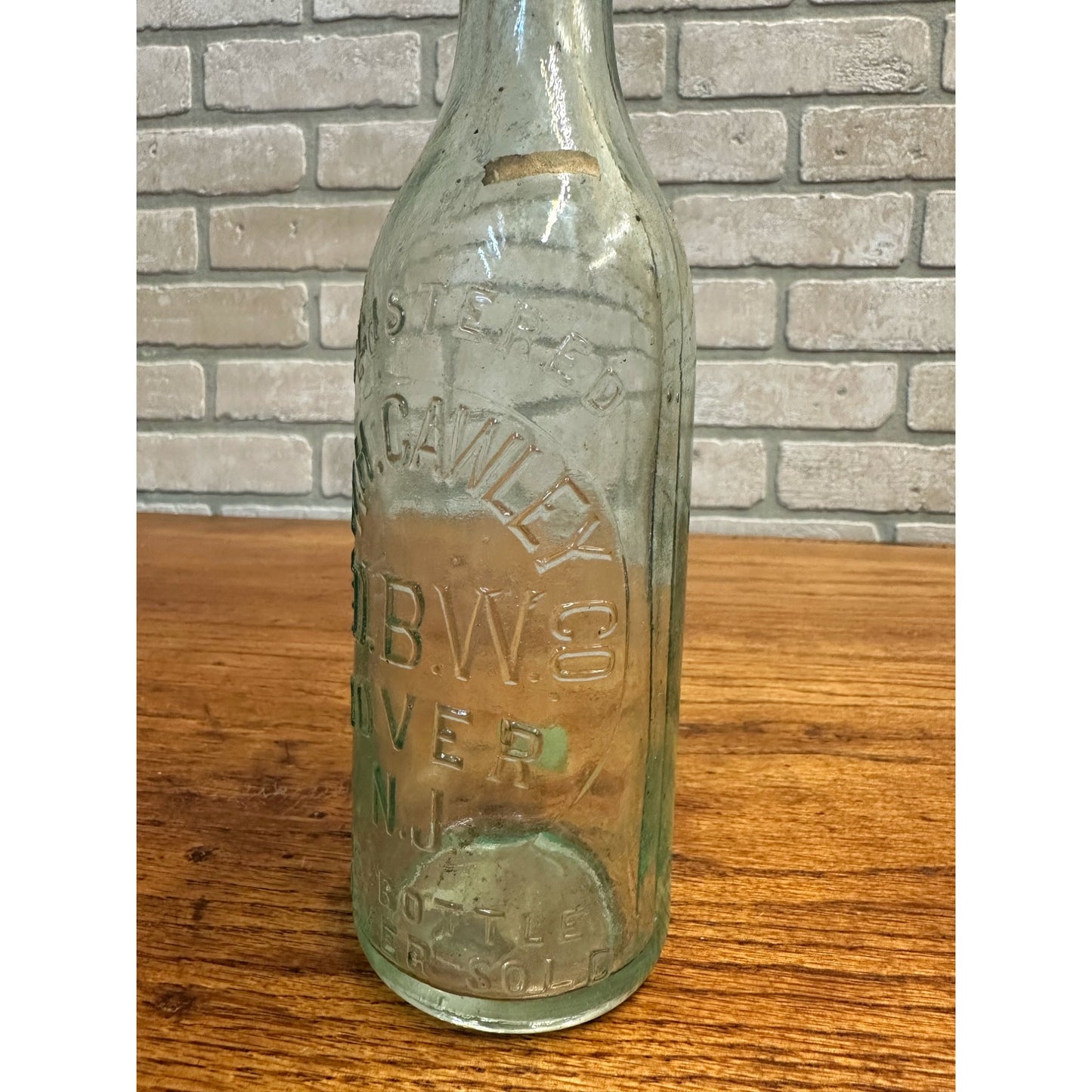 Blob Top Beer Bottle The W H Cawley Co Dover NJ New Jersey Aqua 1890s Nice Old