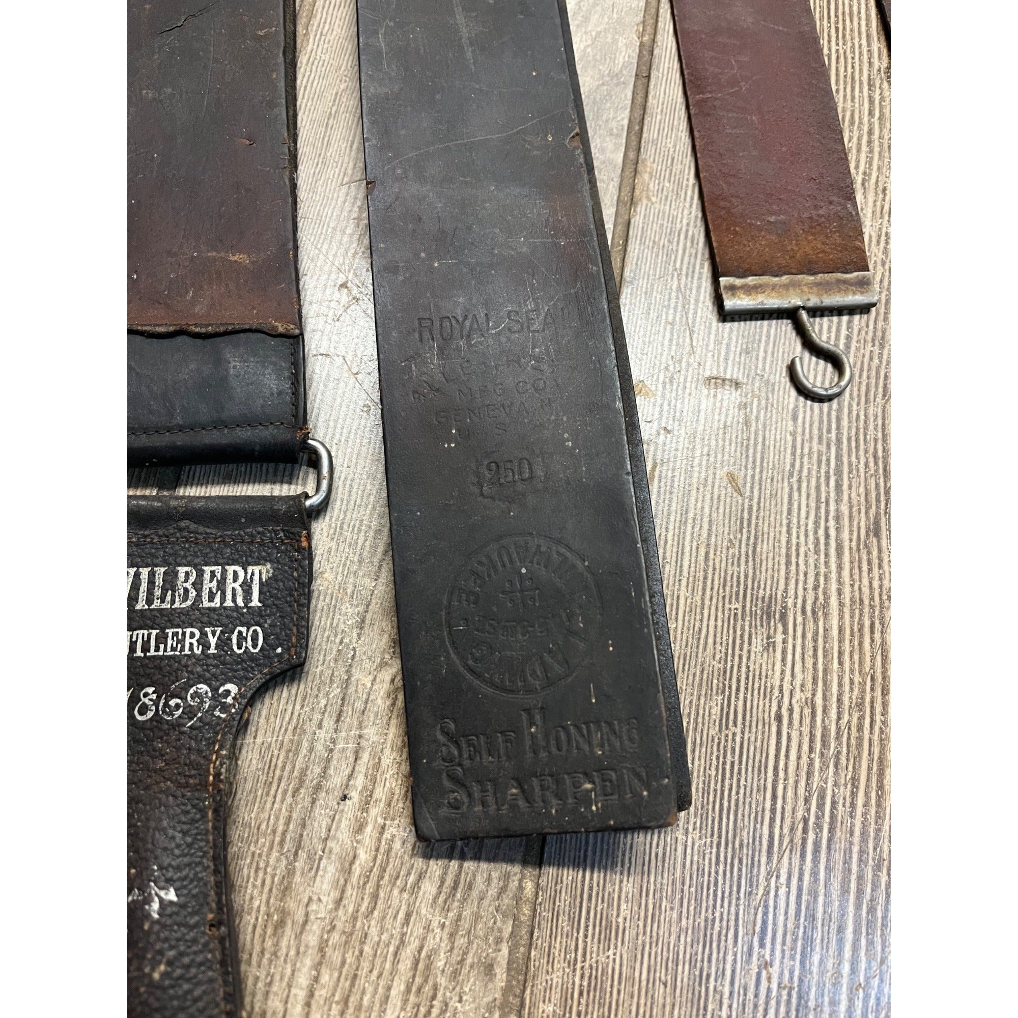Vintage Lot (5) Leather Razor Sharpening Strops - Used - Barber Shop