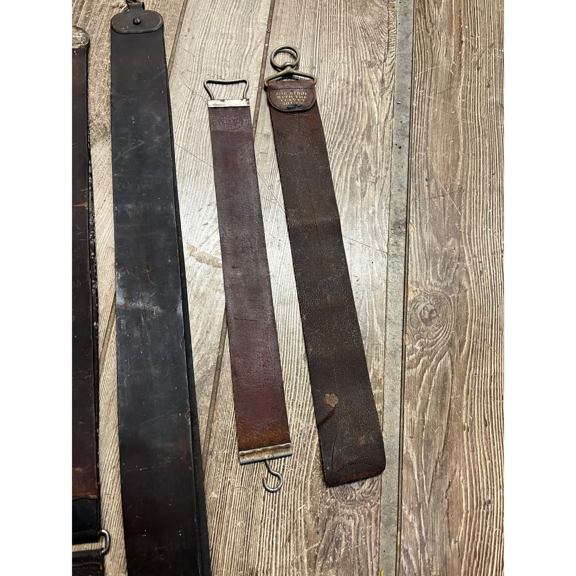 Vintage Lot (5) Leather Razor Sharpening Strops - Used - Barber Shop