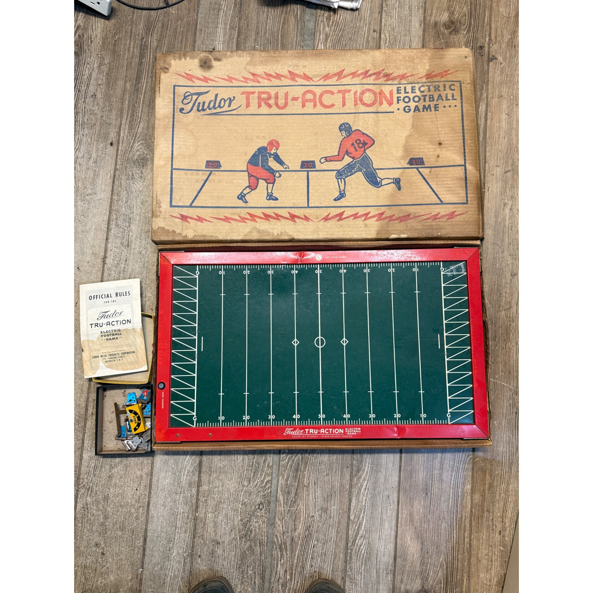 Vintage Tudor Metal Products Corp. Tru-Action Electric Football Game With Original Box Brooklyn, N.Y. USA