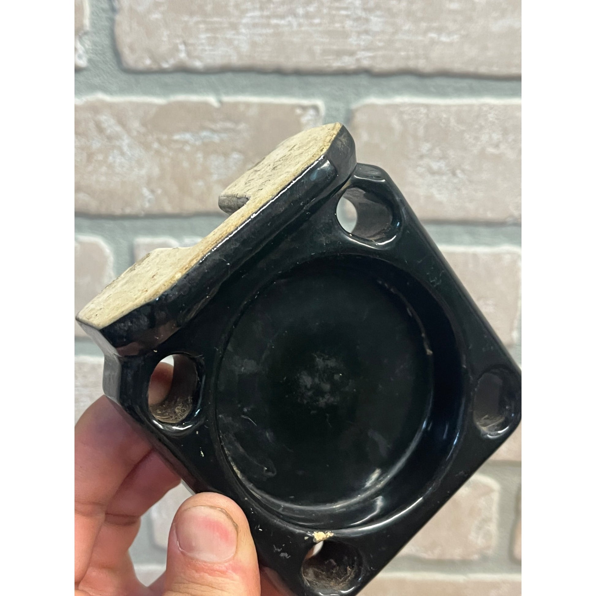 Vintage Art Deco BLACK Porcelain Cup & Toothbrush Holder Wall Mount