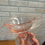 Vintage Depression Glass Etched Compote Pedestal Dessert Dish