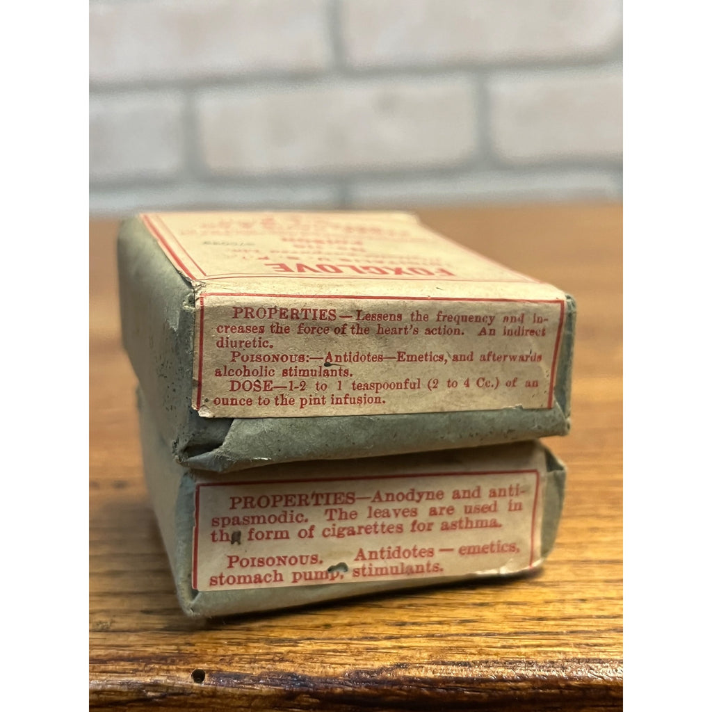 Vintage Parke Davis Co. Pharmaceutical Stramonium & Foxglove Boxes Lot 2 POSION