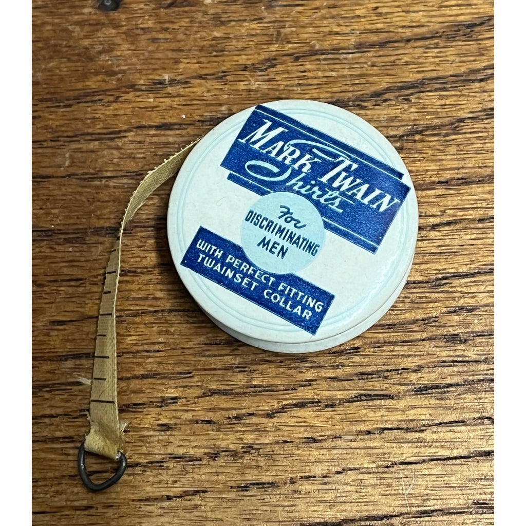 Vintage 1930s Mark Twain Shirts for Men Celluloid Advertising Tape Measure