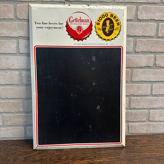 Vintage 1950s Gettelman Milwaukee Beer Advertising Sign Menu Board Wis